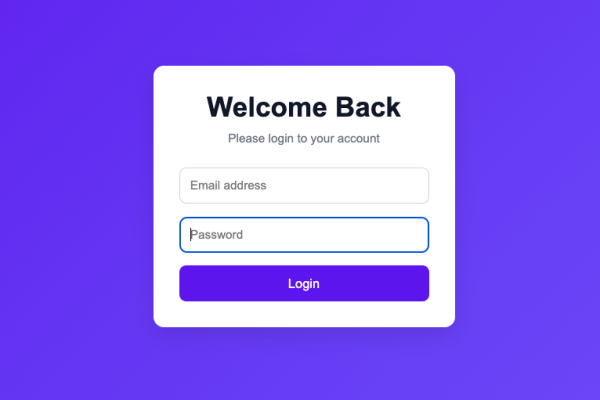 Simple login page user interface built with HTML and CSS, showing email and password input fields with a clean modern design.