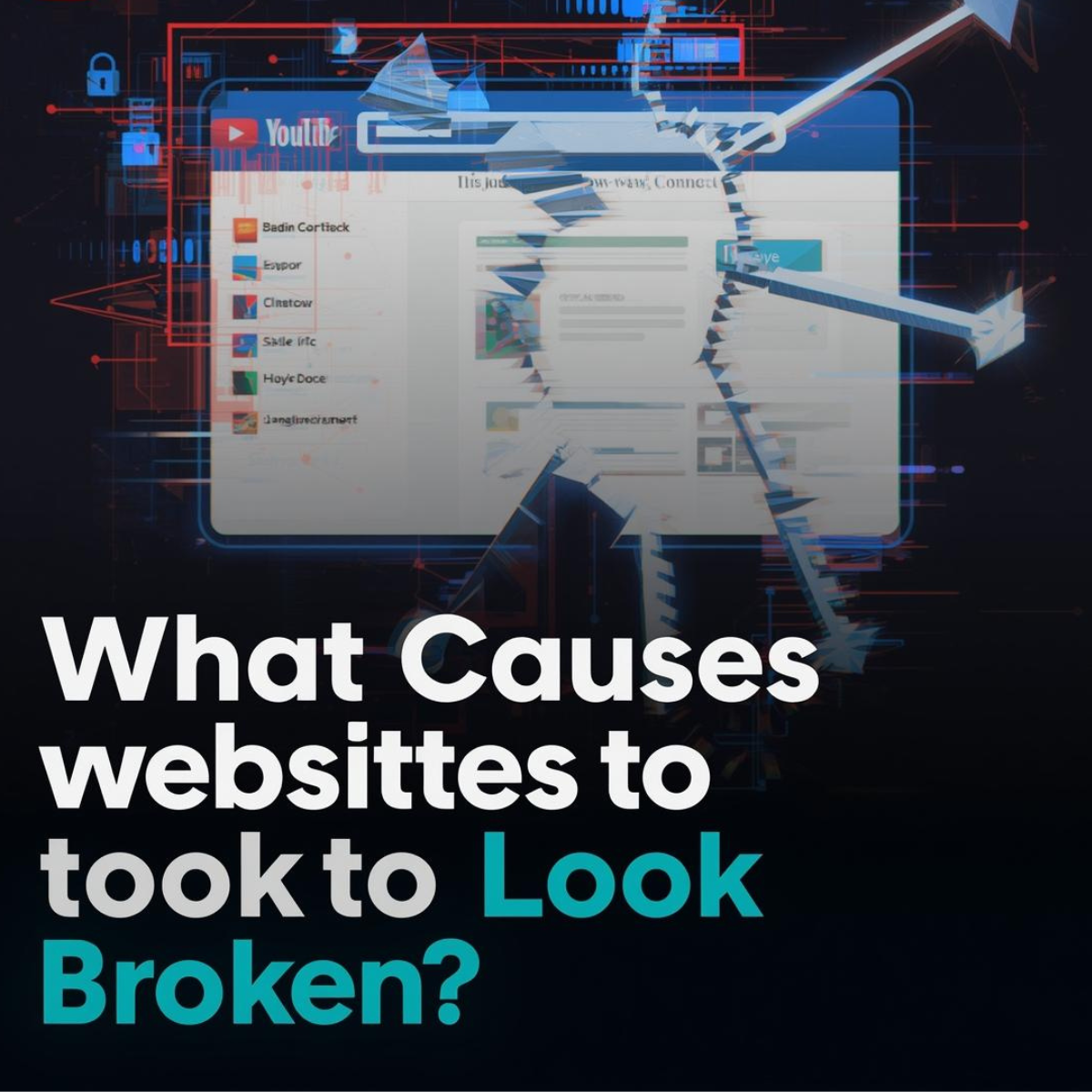 Broken website layout displayed on a computer and mobile screen showing design and loading issues