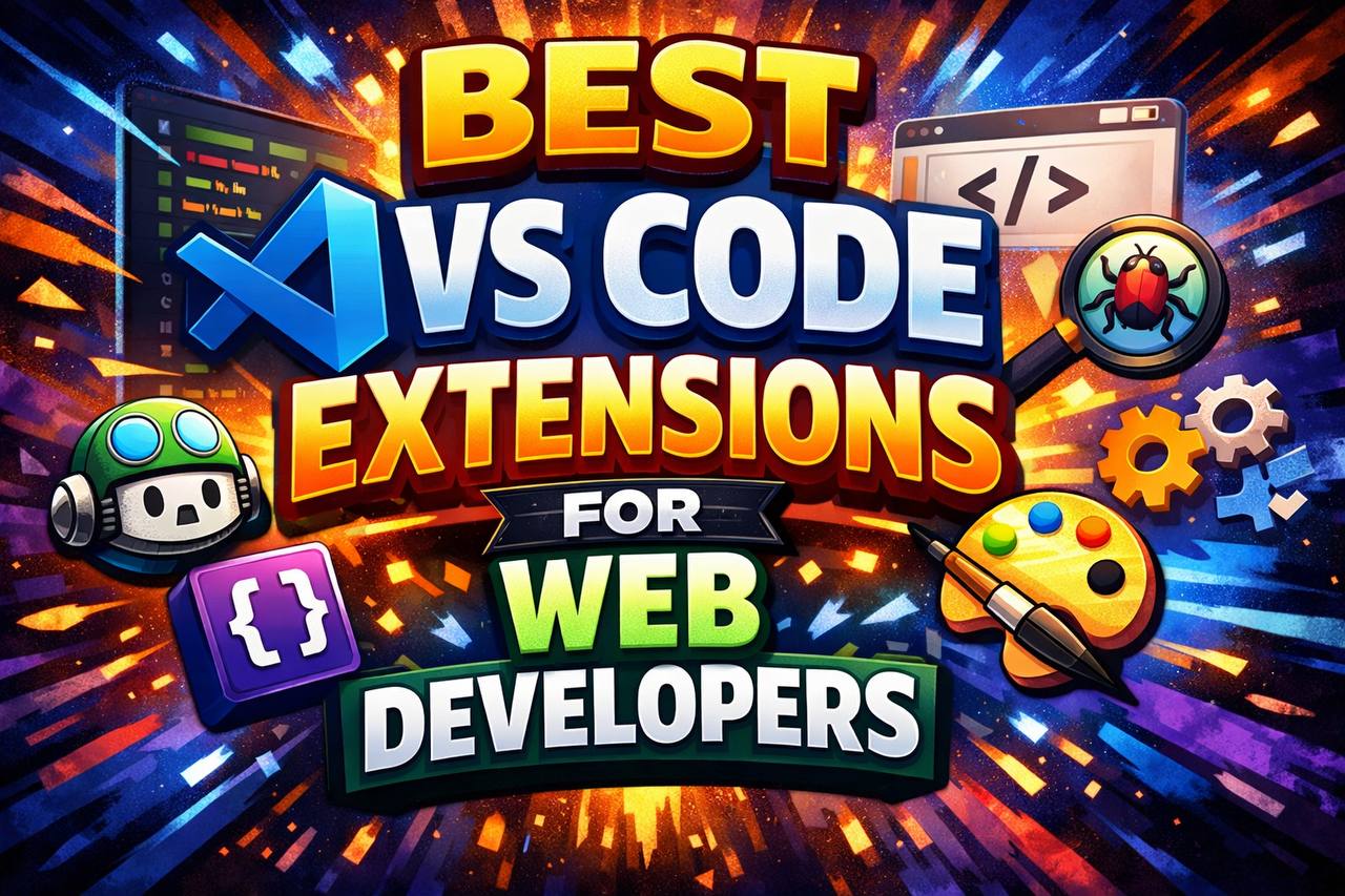 Visual Studio Code editor showing popular extensions installed for web development, including HTML, CSS, and JavaScript tools