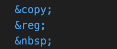 Text displaying HTML character entities