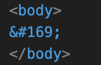 HTML body tag with copyright symbol