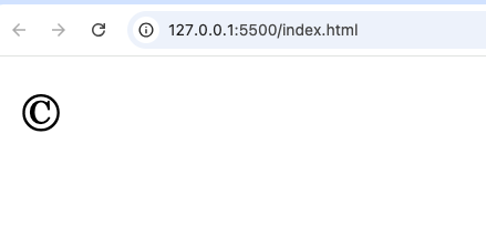 Webpage displaying copyright symbol