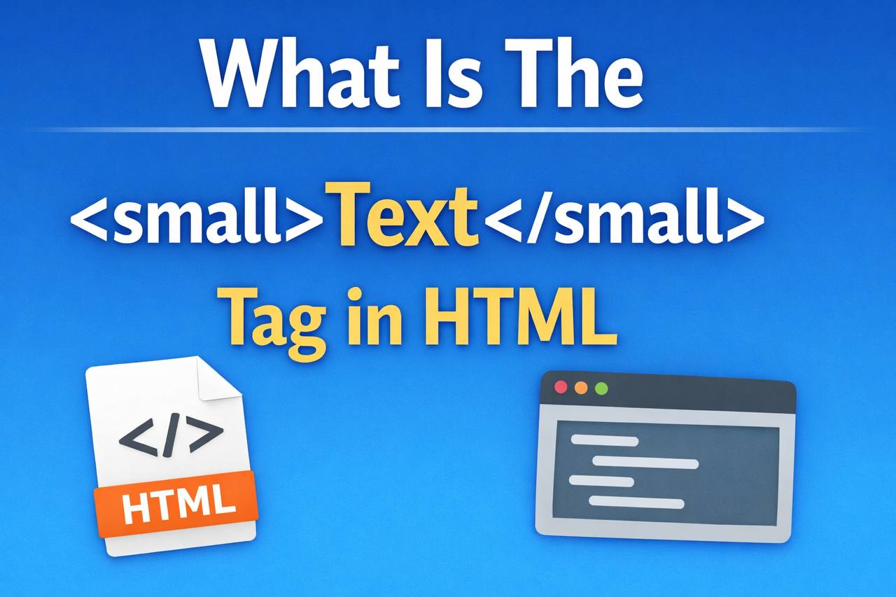 Illustration showing the HTML tag used in a code example to display smaller text inside a webpage.