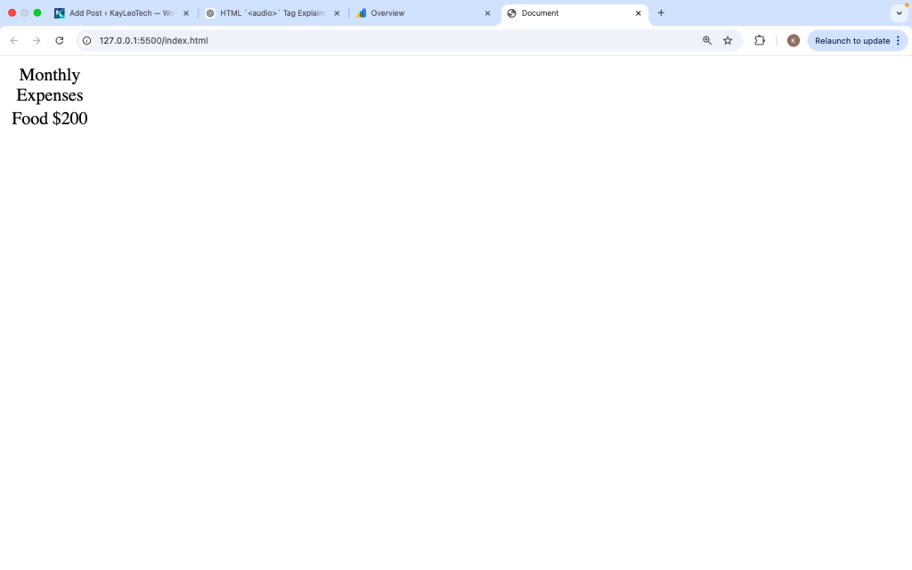 A table displayed in a browser with a visible caption at the top labeled “Monthly Expenses”.