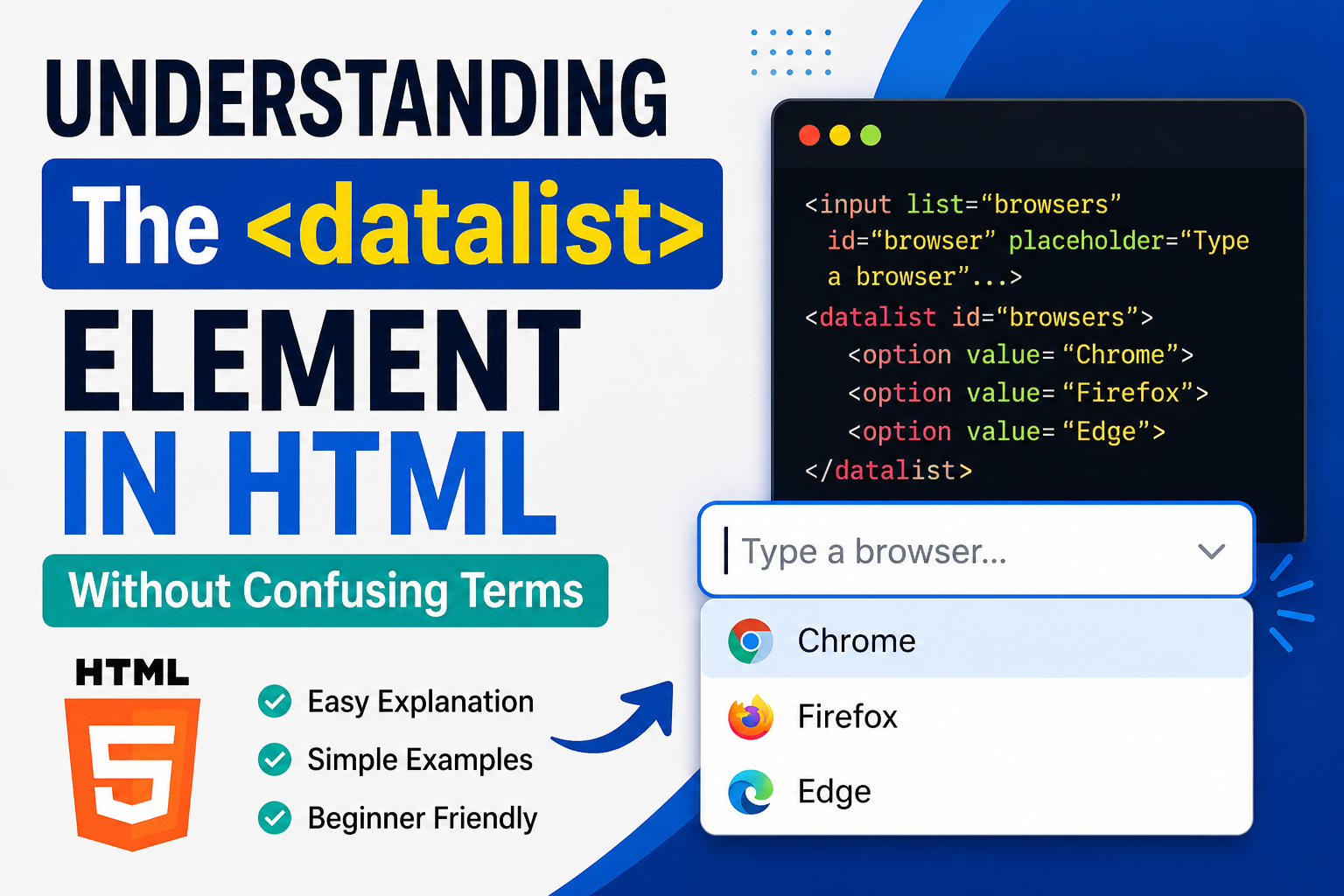 HTML element example showing autocomplete suggestions inside an input field while typing
