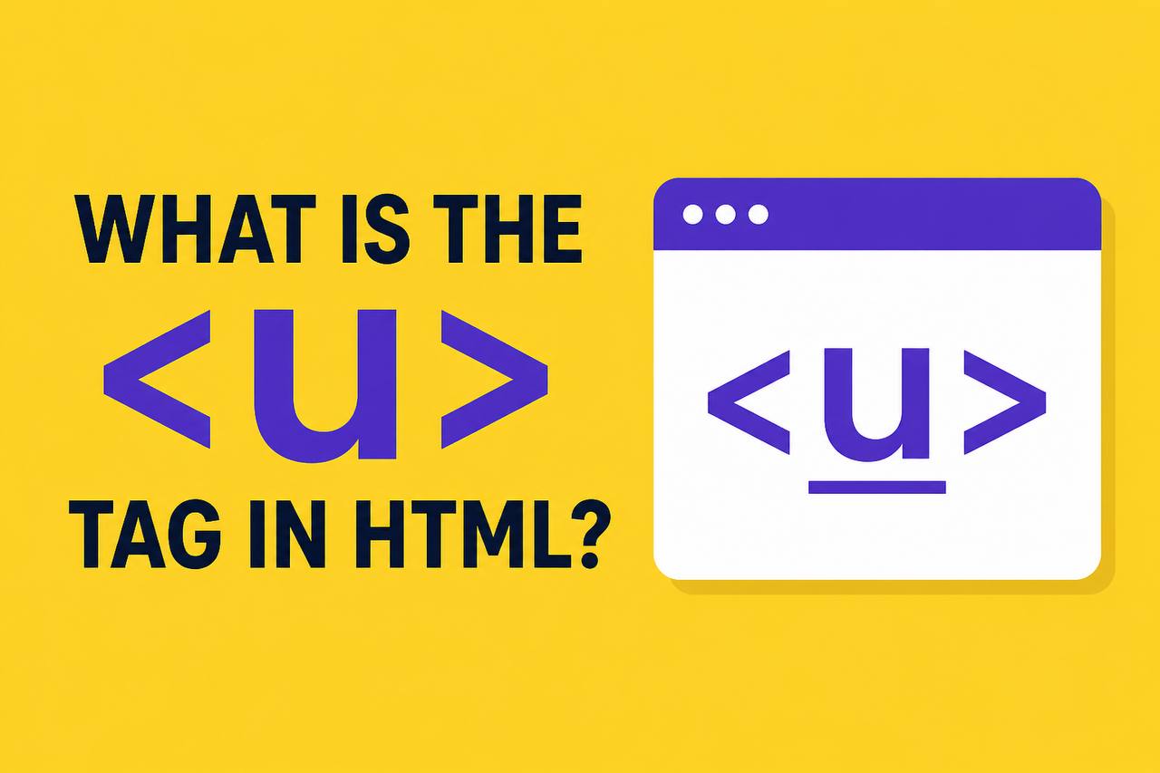 HTML tag example showing underlined text inside a paragraph element in a web page