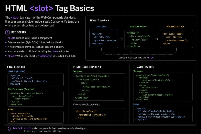 HTML <slot> <slot> Tag Basics</slot> slot