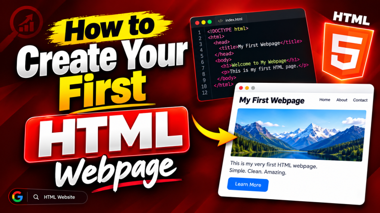 How to Create Your First HTML Webpage How to Create Your First HTML Webpage Beginner HTML Tutorial with Code Example and Website Preview.