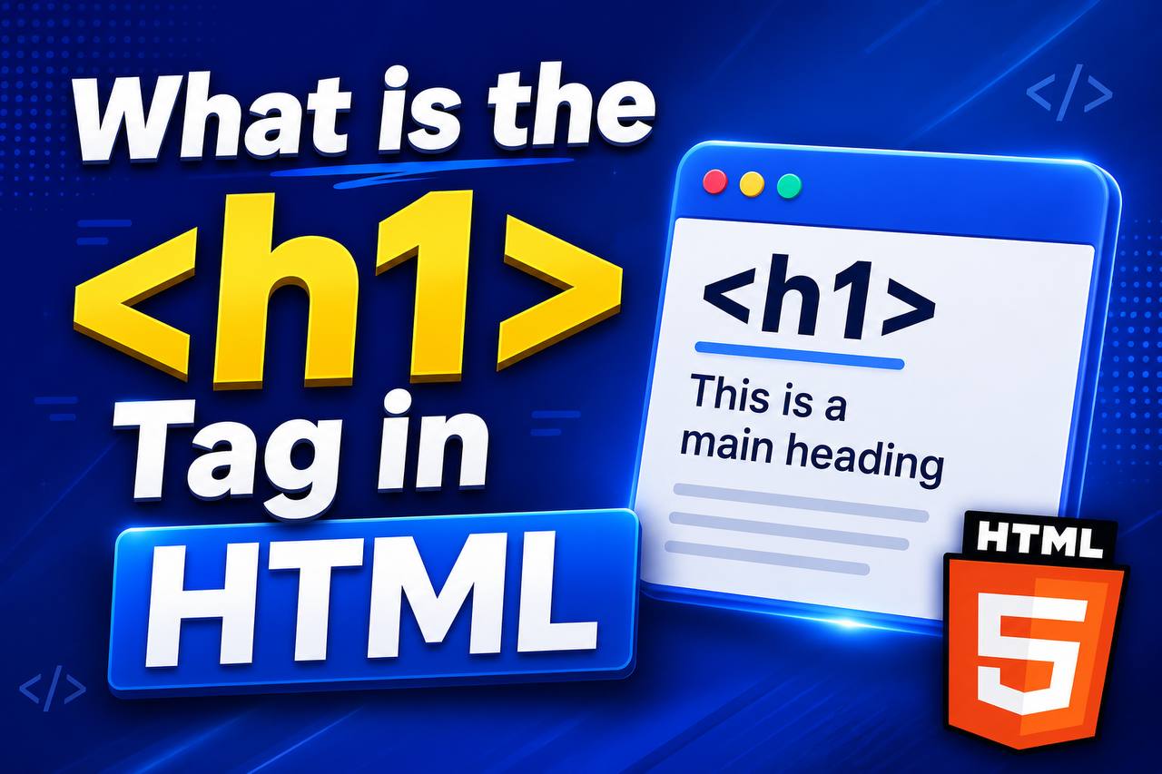 HTML tutorial illustration showing a large heading at the top of a webpage with smaller subheadings below to demonstrate proper heading hierarchy.