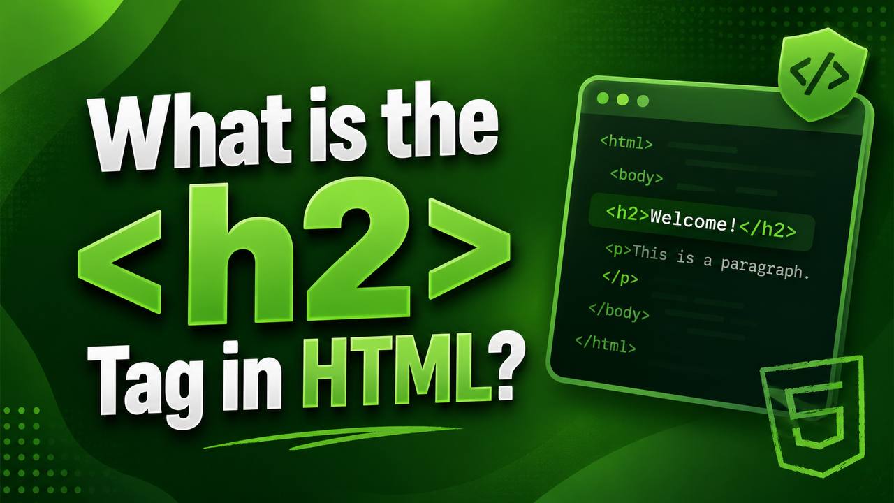HTML tutorial illustration showing the heading tag organizing webpage content into clear sections beneath a main title, demonstrating proper heading hierarchy.