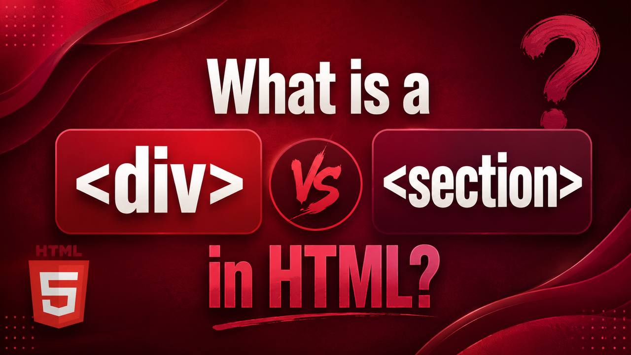 Comparison illustration showing the HTML and elements organizing webpage content, highlighting the difference between generic containers and semantic sections.