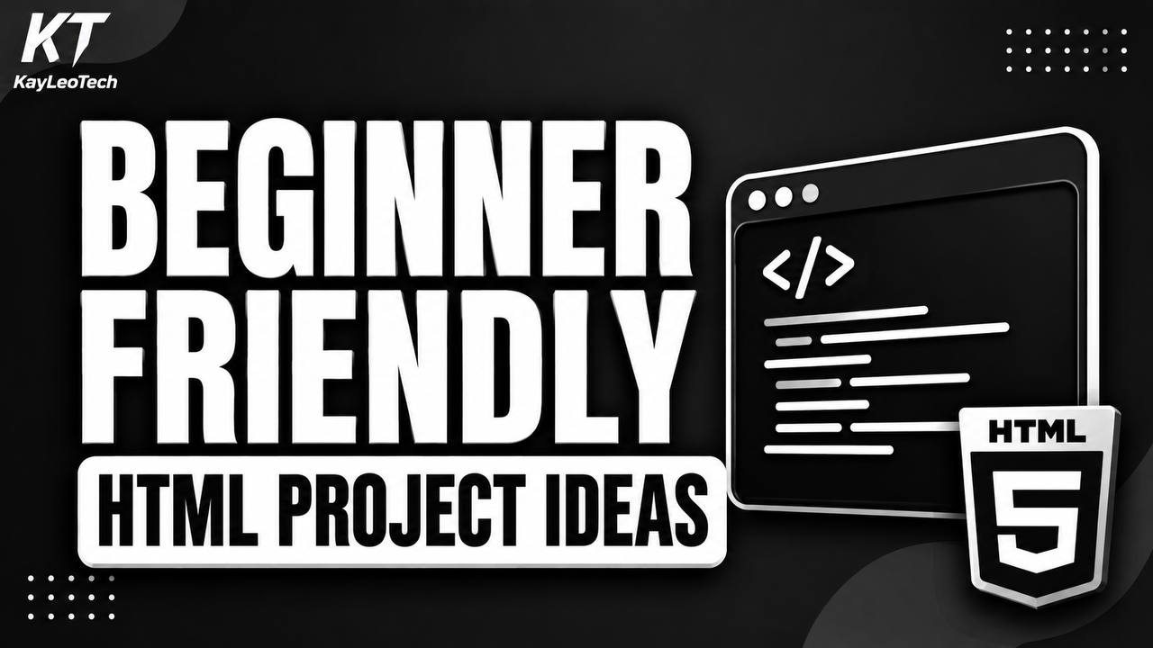 Beginner HTML learning workspace displaying several simple practice projects, including a personal portfolio, recipe page, blog homepage, and business website layout open in a code editor and web browser.