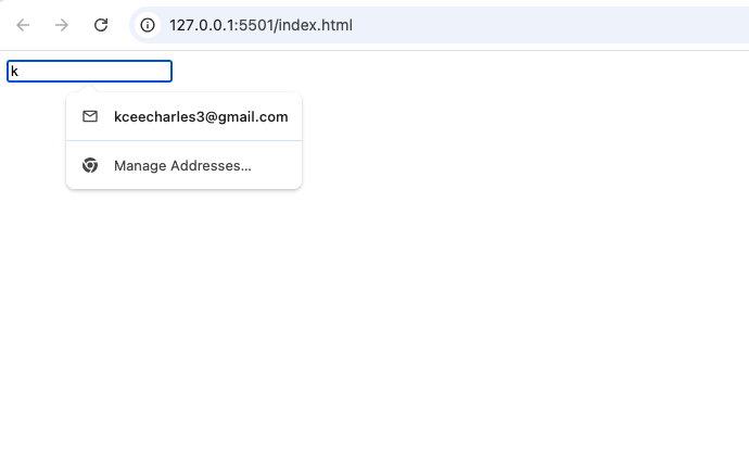 Showing a Browser Suggesting an Email Address Using the autocomplete Attribute