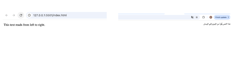 Screenshot Showing a Comparison Between Left-to-Right (LTR) and Right-to-Left (RTL) Text Direction in a Browser