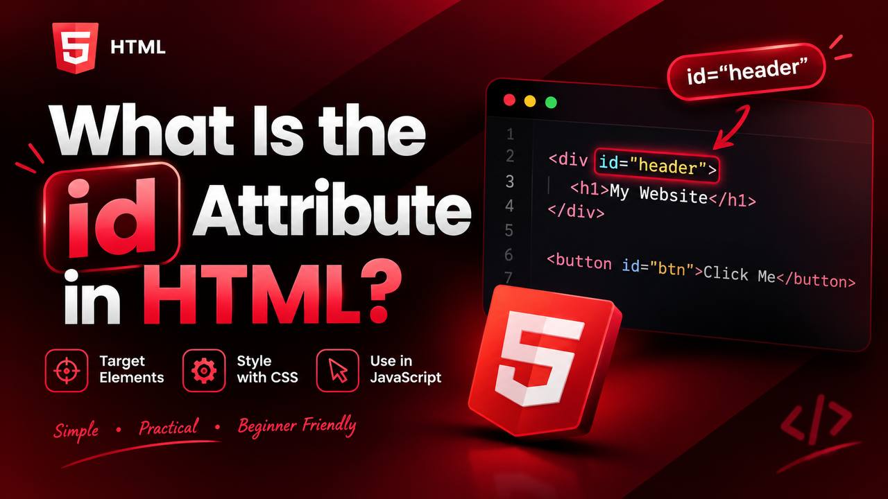 HTML id attribute example showing how a unique ID identifies an element