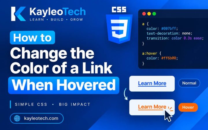CSS link hover effect showing how to change a link's color when the mouse pointer moves over it.