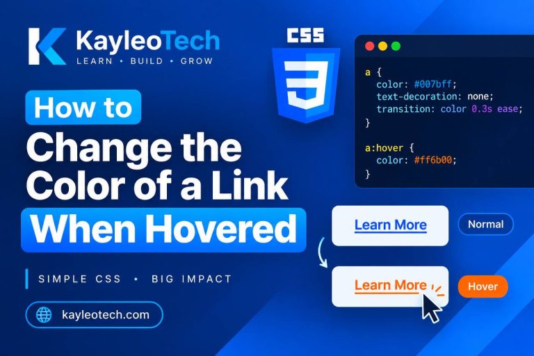 How to Change the Color of a Link When Hovered CSS link hover effect showing how to change a link's color when the mouse pointer moves over it.