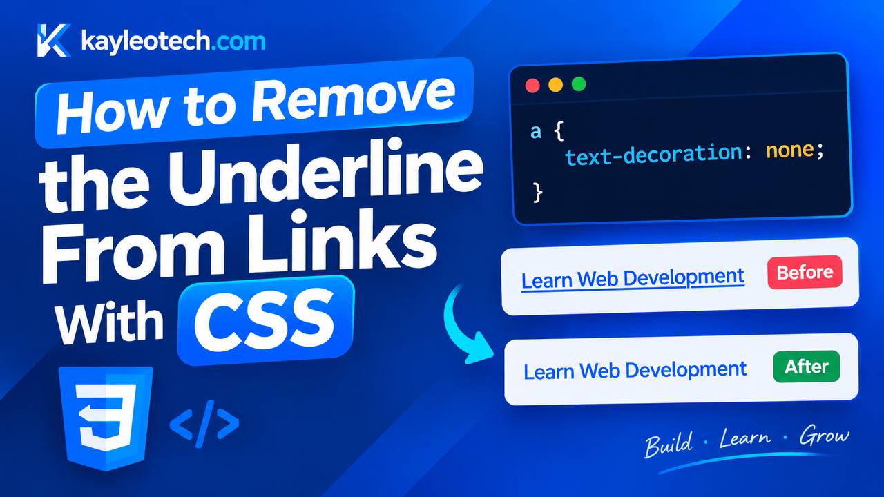 How to remove the underline from HTML links using the CSS text-decoration property